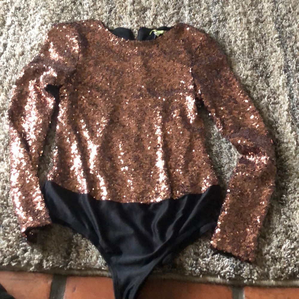 Beautiful bronze sequin bodysuit